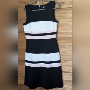 Tommy Hilfiger Navy, White & Light Pink Striped Midi Dress